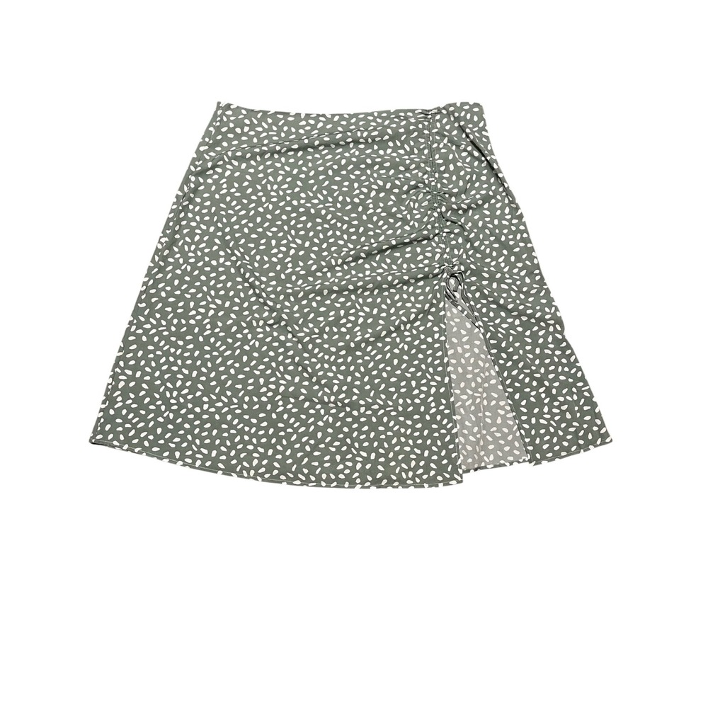 Olive Green Speckled Midi Skirt Slit Boho Earthy Cottagecore Plus 4XL